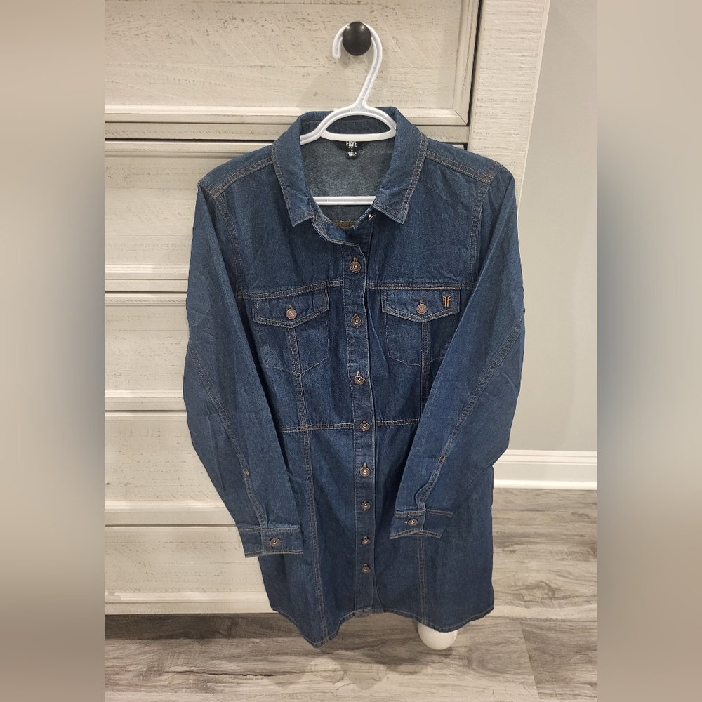 Frye Blue Denim Button Mini Dress
